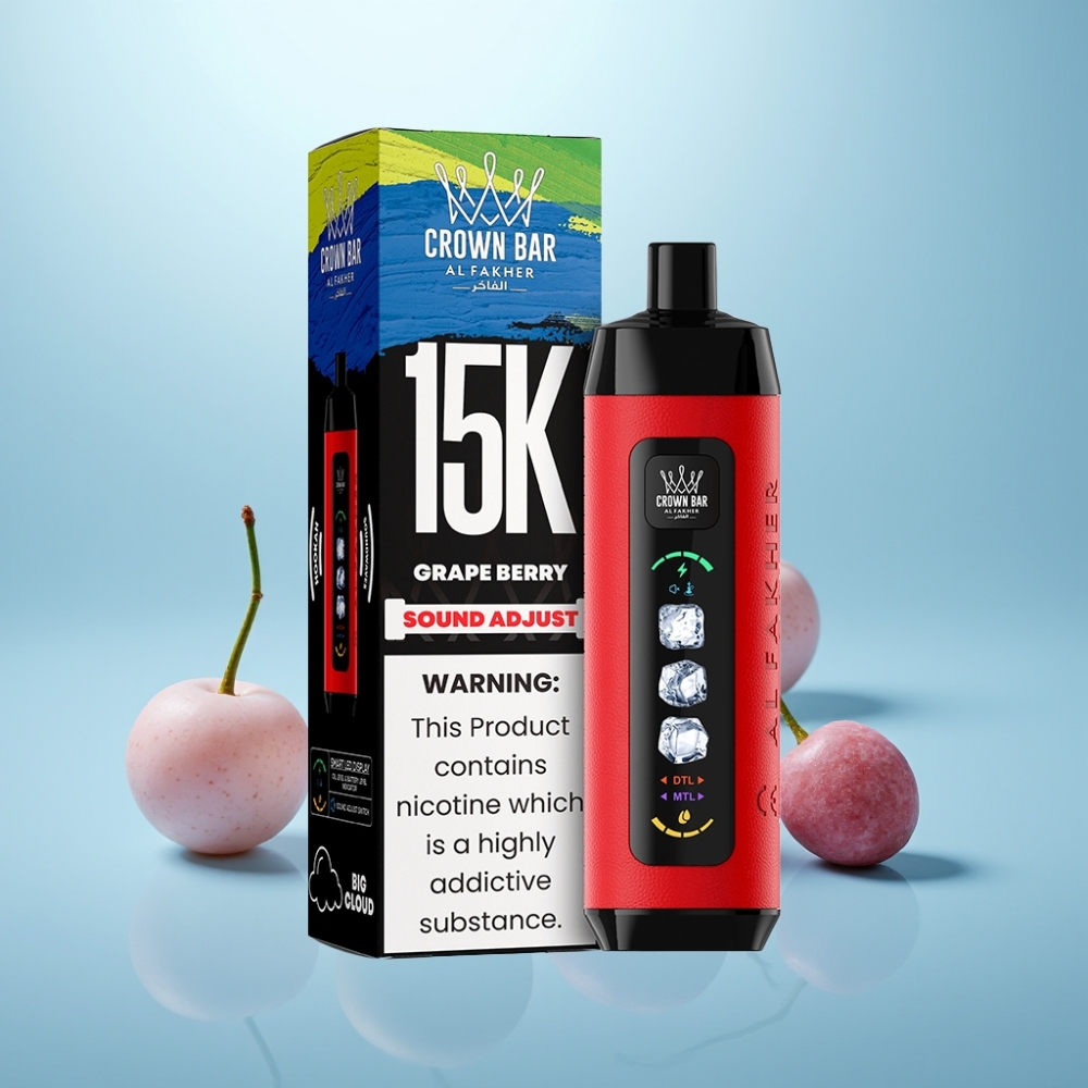Al Fakher 15k Ice Adjust Clouds חד פעמי Device ענבים ותות 15000 פופס סוללה 850mAh מסך LED סליל Mesh