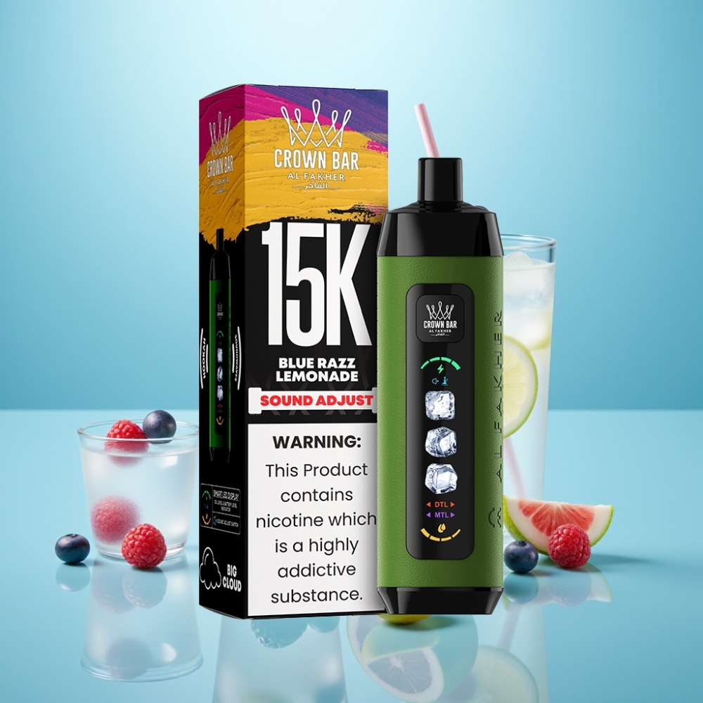 Al Fakher 15k Ice Adjust Clouds חד פעמי Device 15000 Puffs 22ml Blue Razz Lemonade Mesh Coil Type-C