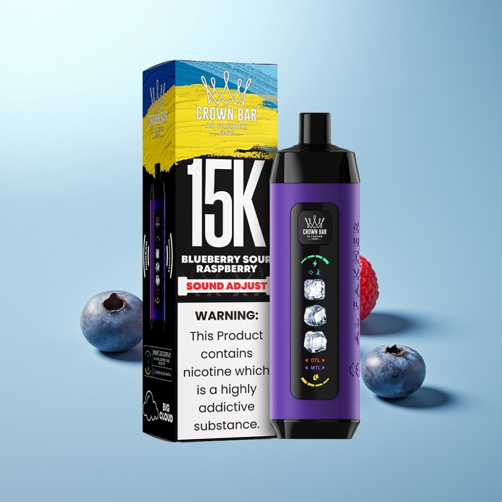 Al Fakher 15k Ice Adjust Clouds חד פעמי Device 15000 Puffs 22ml Blueberry חמוץ פטל