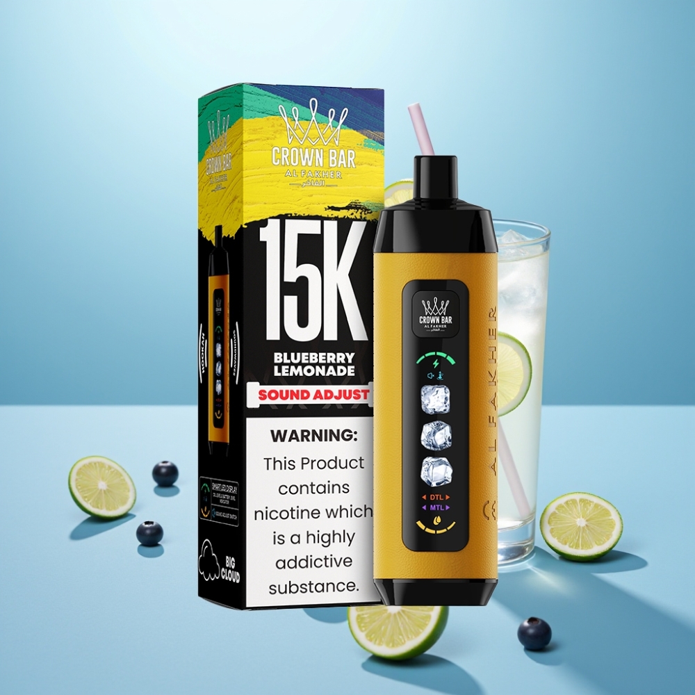 Al Fakher 15k Ice Adjust Clouds חד פעמי Device 15000 Puffs 22ml Blueberry Lemonade Mesh Coil