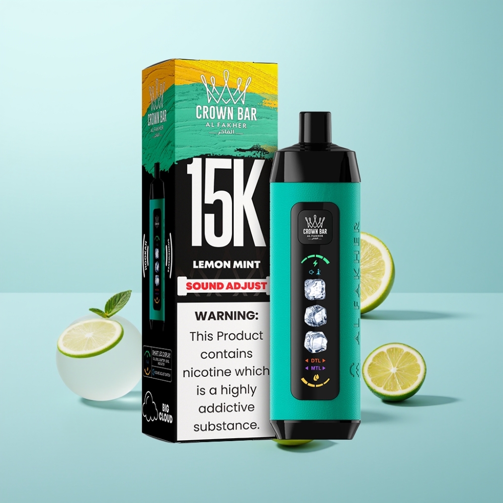 Al Fakher 15k Ice Adjust Clouds חד פעמי Device 15000 Puffs 22ml Lemon Mint (לימון מנטה) Mesh Coil Type-C