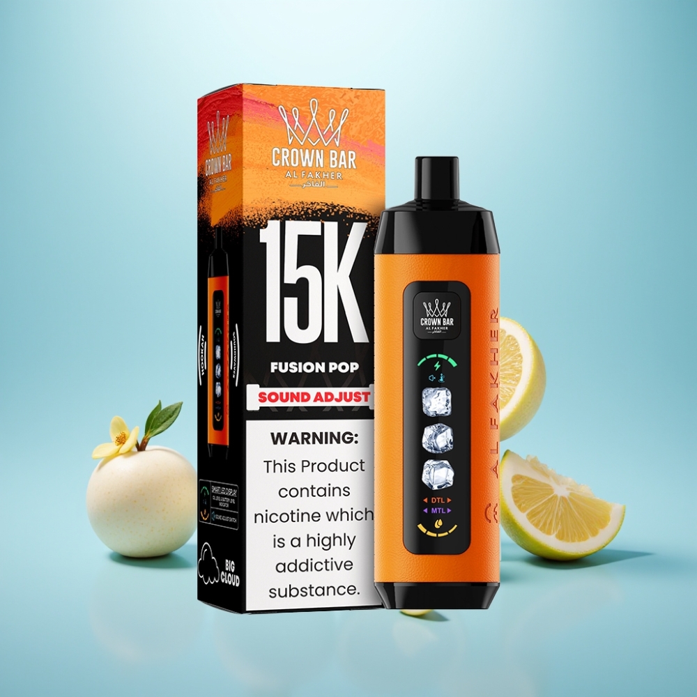 Al Fakher 15k Ice Adjust Clouds חד פעמי Device Fusion Pop 15000 Puffs 22ml Mesh Coil Type-C