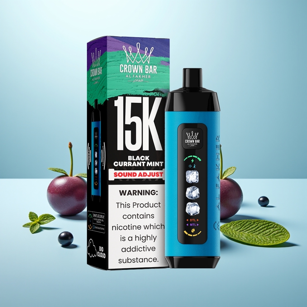 Al Fakher Adjust Clouds 15K Puffs Blackcurrant Mint Vape חד פעמי 850mAh 22mL Mesh Coil Type-C