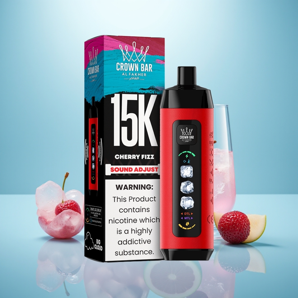 Al Fakher Ice Adjust 15K Cherry Fizz Mesh Coil חד פעמי Device 22ml 5mg