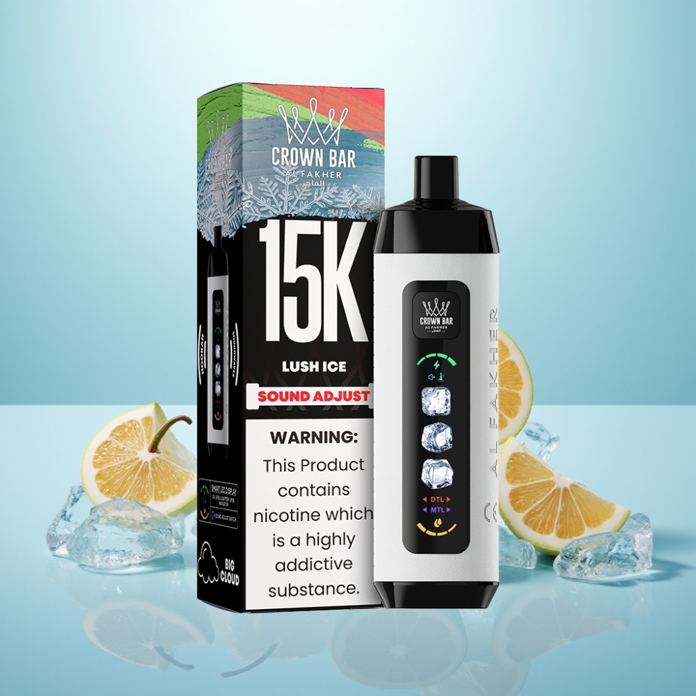 Al Fakher Ice Adjust 15K Clouds חד פעמי Device 22ml Lush Ice (קרח לוהט) Mesh Coil Type-C