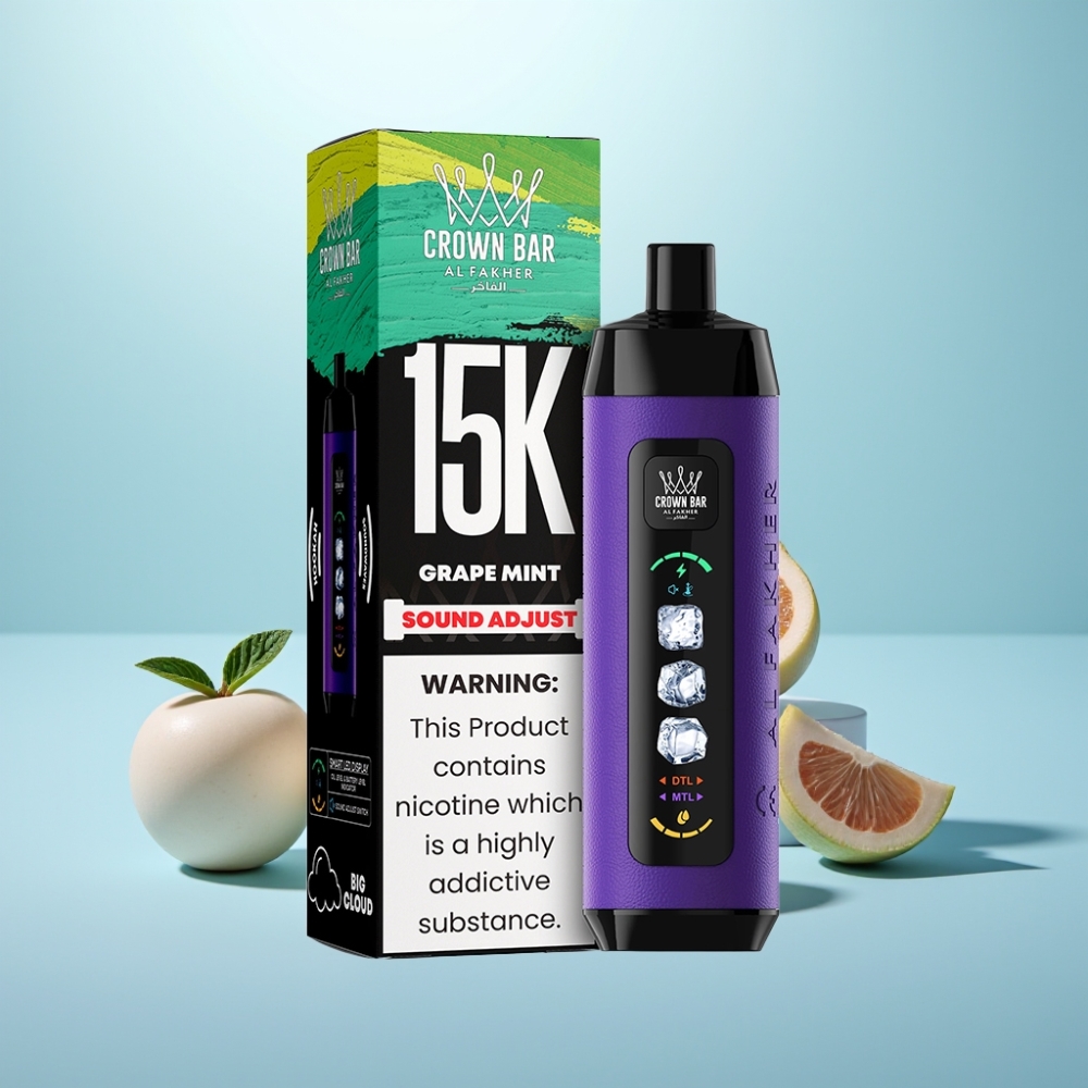Al Fakher Ice Adjust Clouds 15K חד פעמי Device ענב מנטה 850mAh 22ml סוללה נוזל Type-C