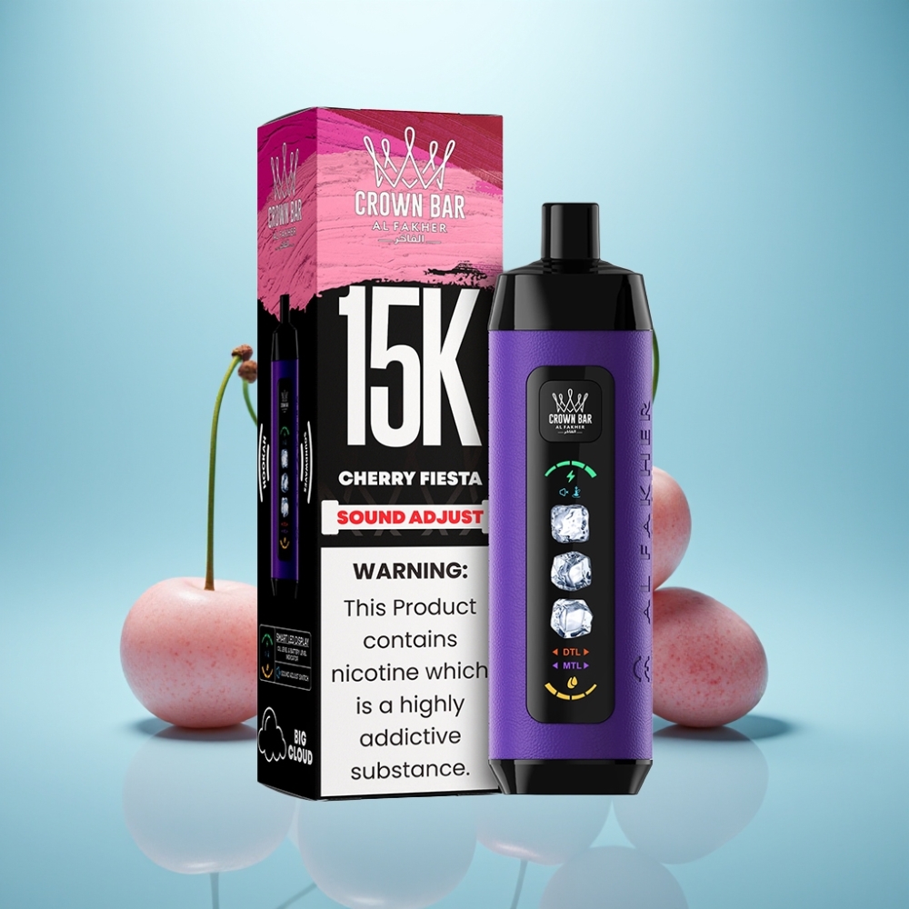 Al Fakher Ice Adjust Clouds 15K חד פעמי Device Cherry Fiesta 22ml 850mAh Mesh Coil