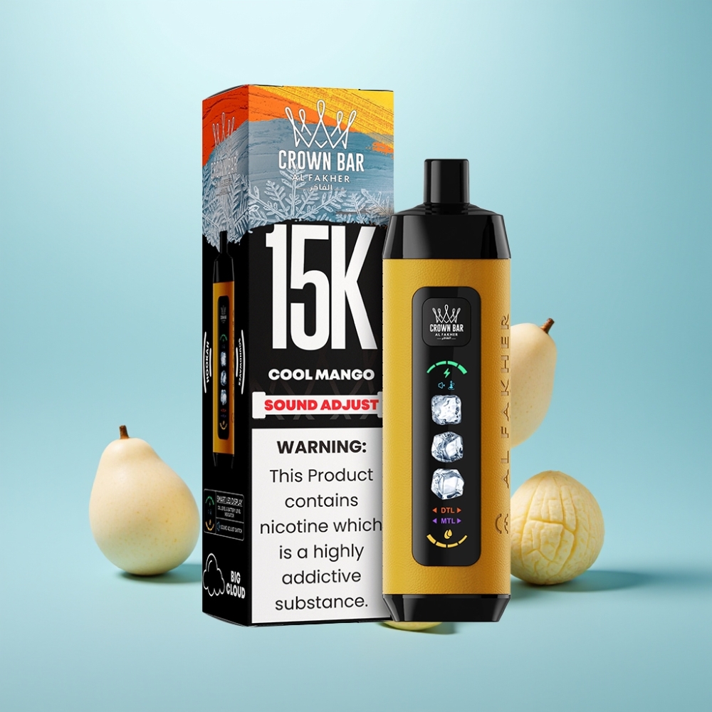Al Fakher Ice Adjust Clouds חד פעמי Device 15K Puffs Cool Mango 22ml 850mAh Mesh Coil