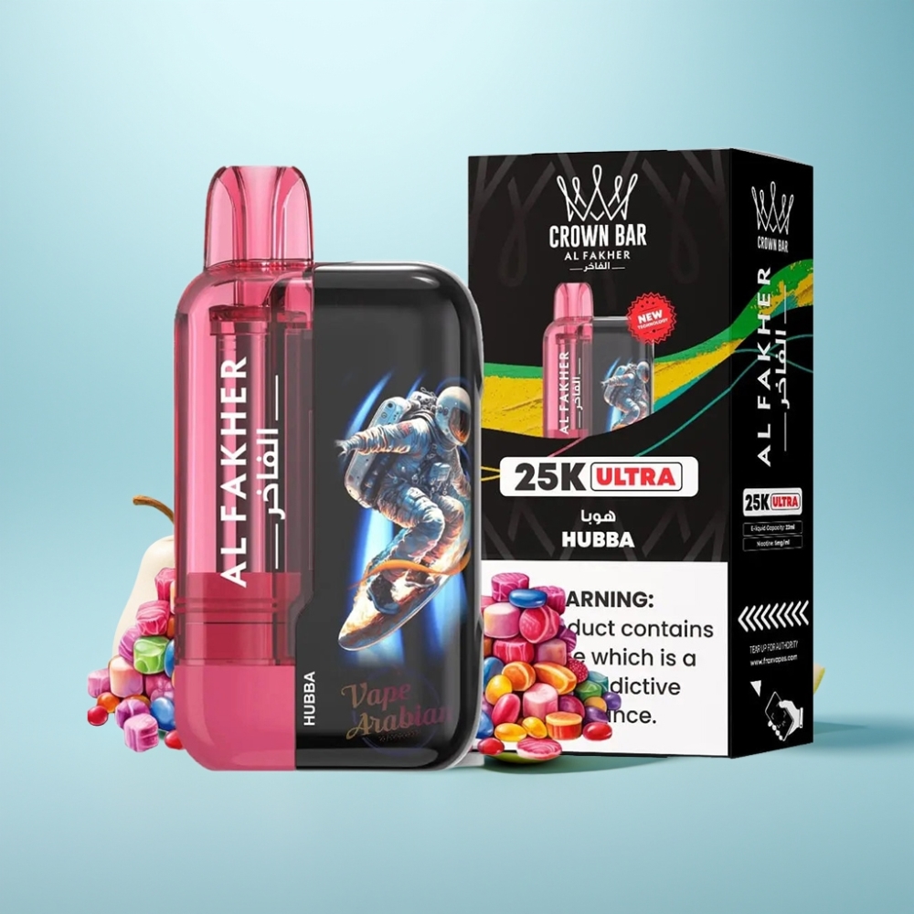 Al Fakher Crown Bar Ultra 25K Vape חד פעמי 22ml 50mg Mesh Hubba (חַבָּה)