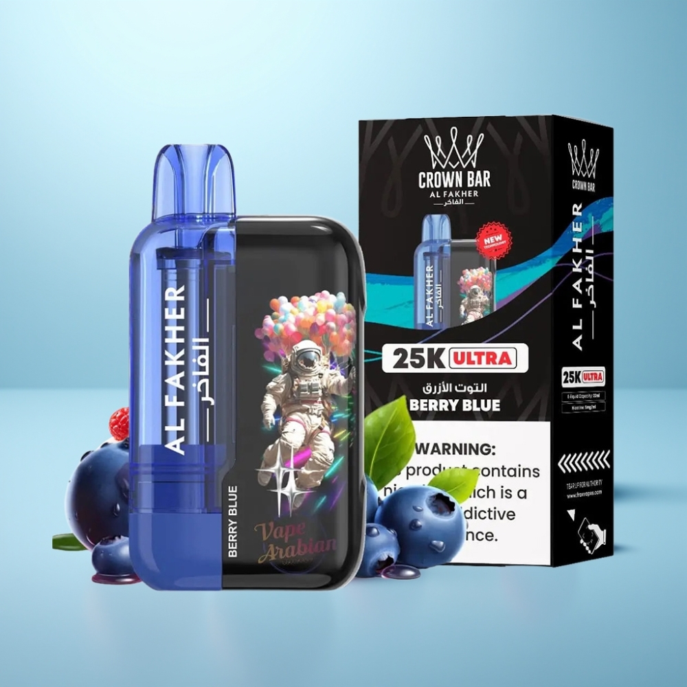 Al Fakher Crown Bar Ultra 25K Vape חד פעמי 22ml Berry Blue (תותח כחול) Mesh Coil Type-C