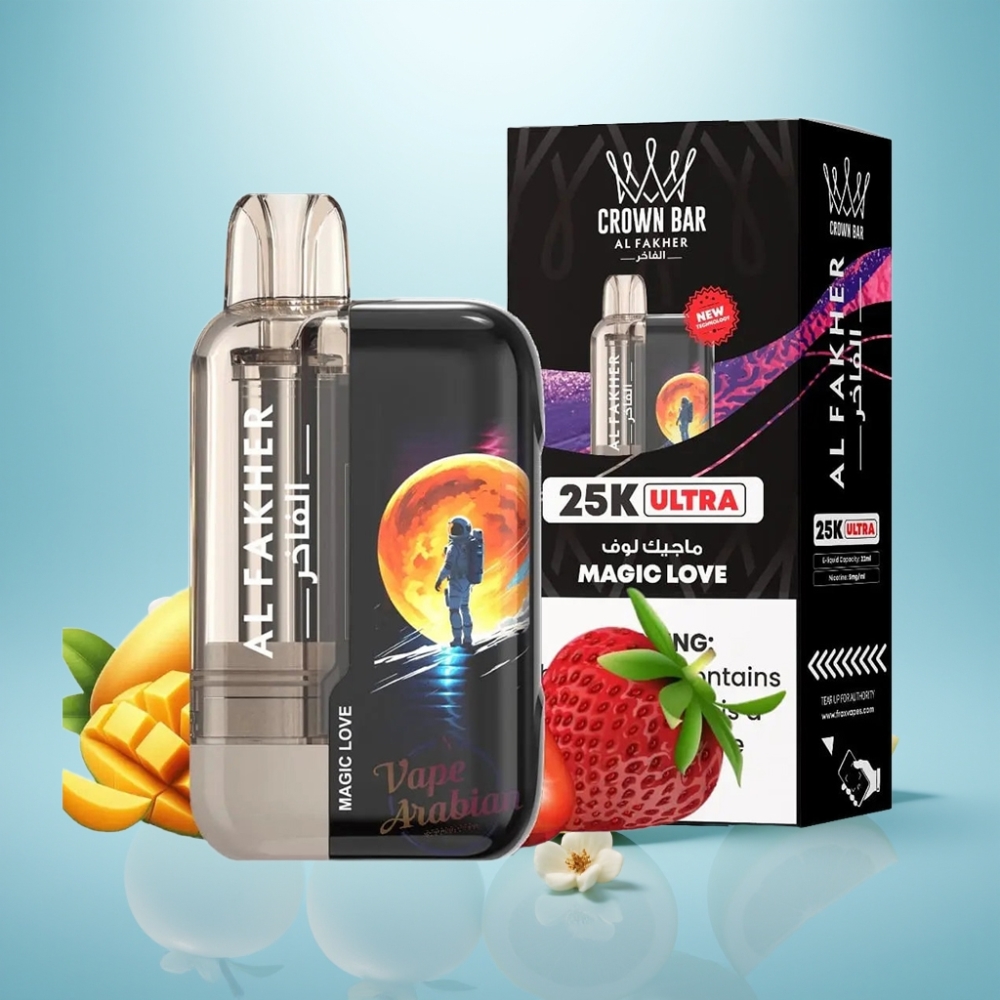 Al Fakher Crown Bar Ultra 25K Vape חד פעמי 22ml Magic Love אהבה קסומה Mesh Coil Type-C