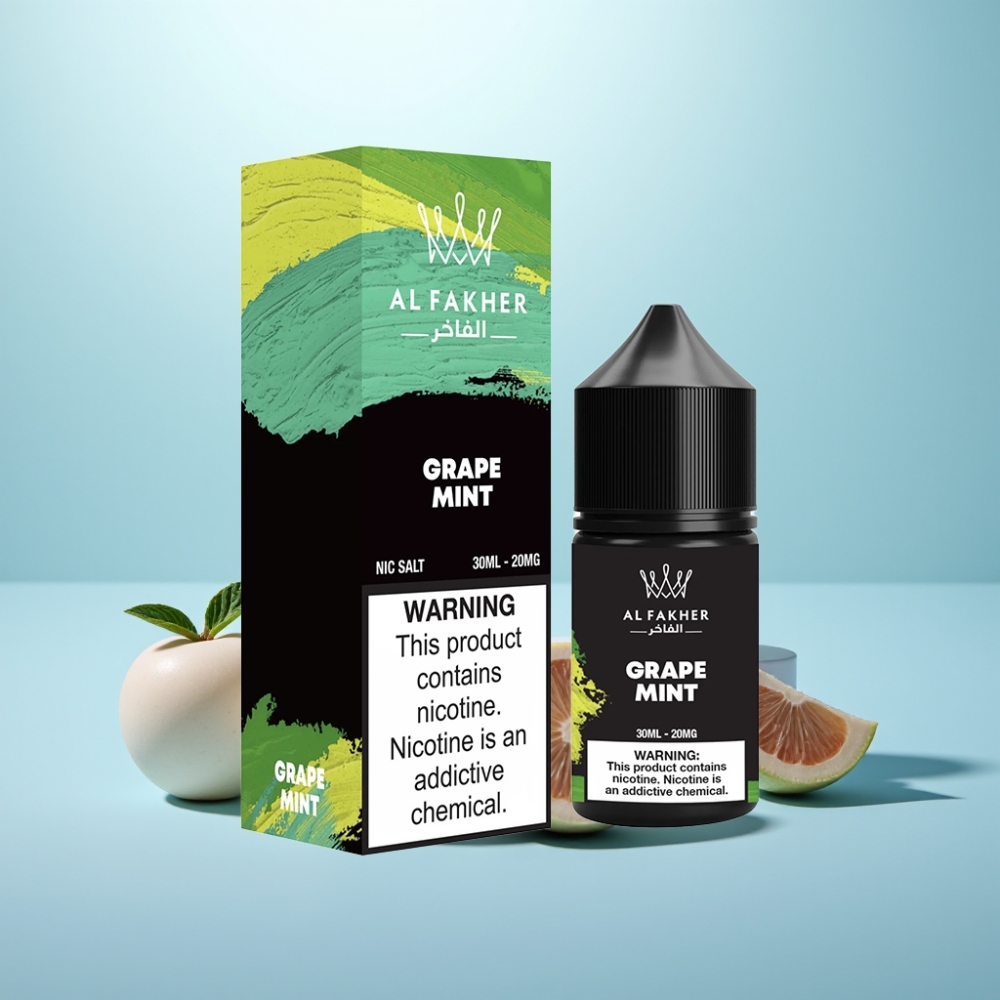 AL Fakher Nicotine Salt נוזל אלקטרוני 30ml 20MG ענב מנטה Pod & Pen Compatible