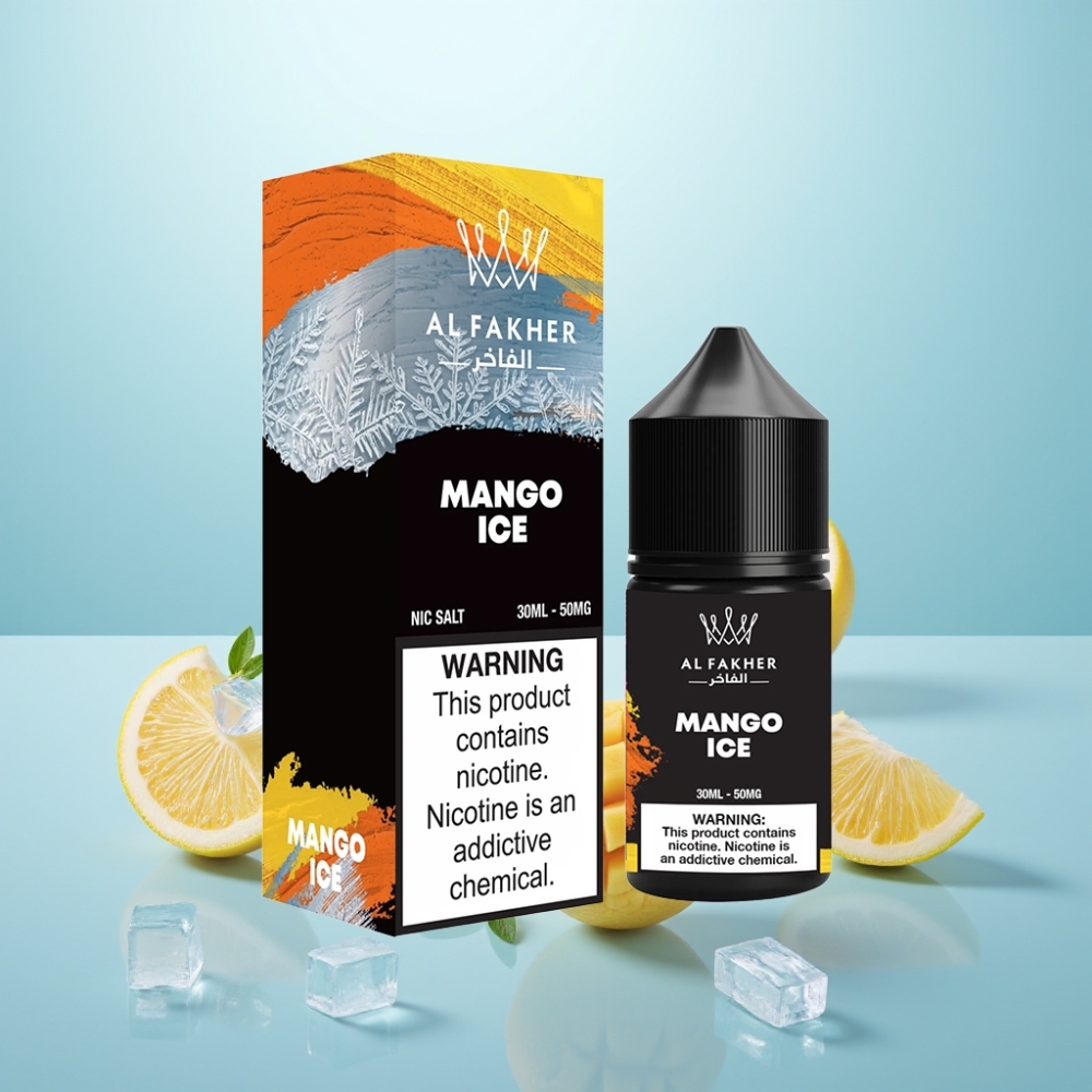 AL Fakher Nicotine Salt נוזל אלקטרוני 50MG מנגו קרח Pod & Pen 30ml