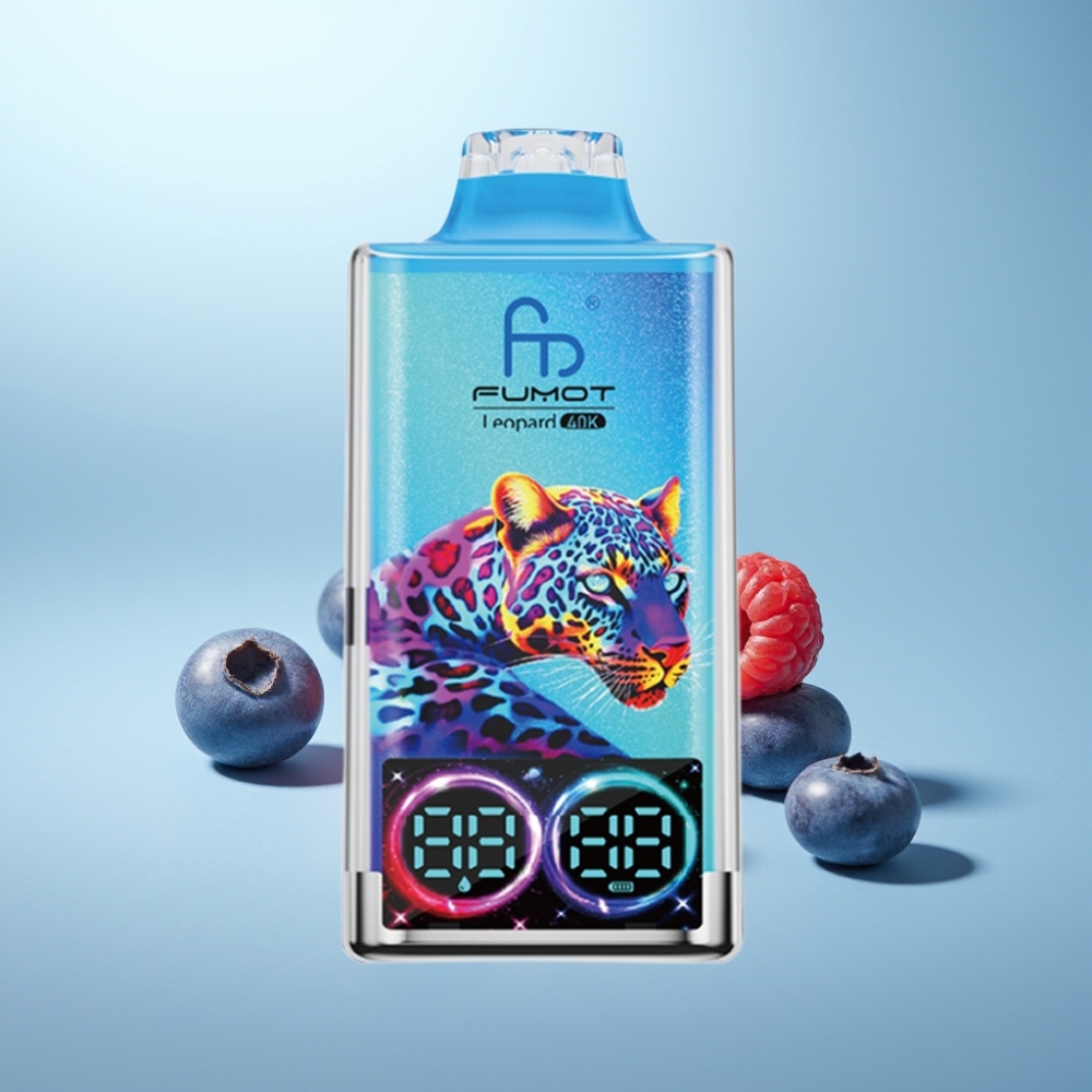 Fumot Leopard 40K Puffs 700mAh Dual Mesh Type-C Digital Display Blueberry Raspberry Vape חד פעמי