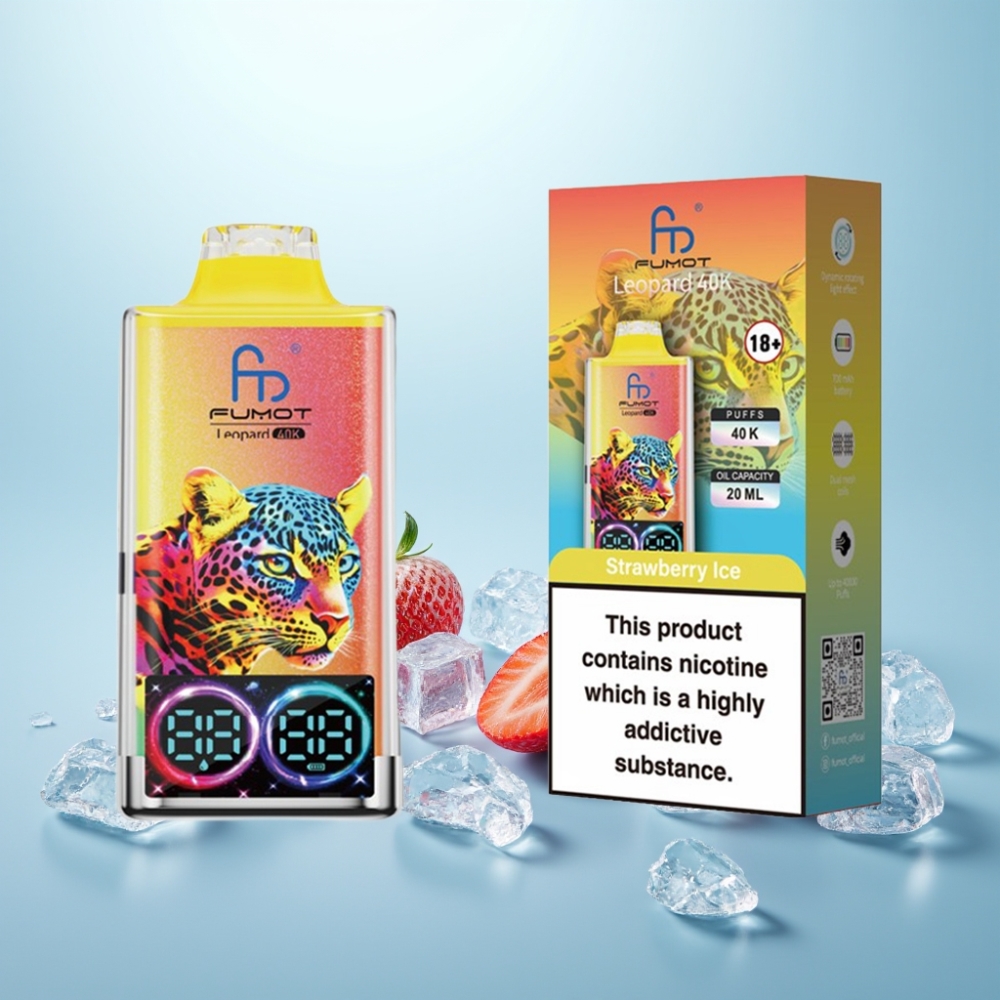 Fumot Leopard 40K Puffs Dual Mesh Strawberry Ice Vape חד פעמי 700mAh Type-C