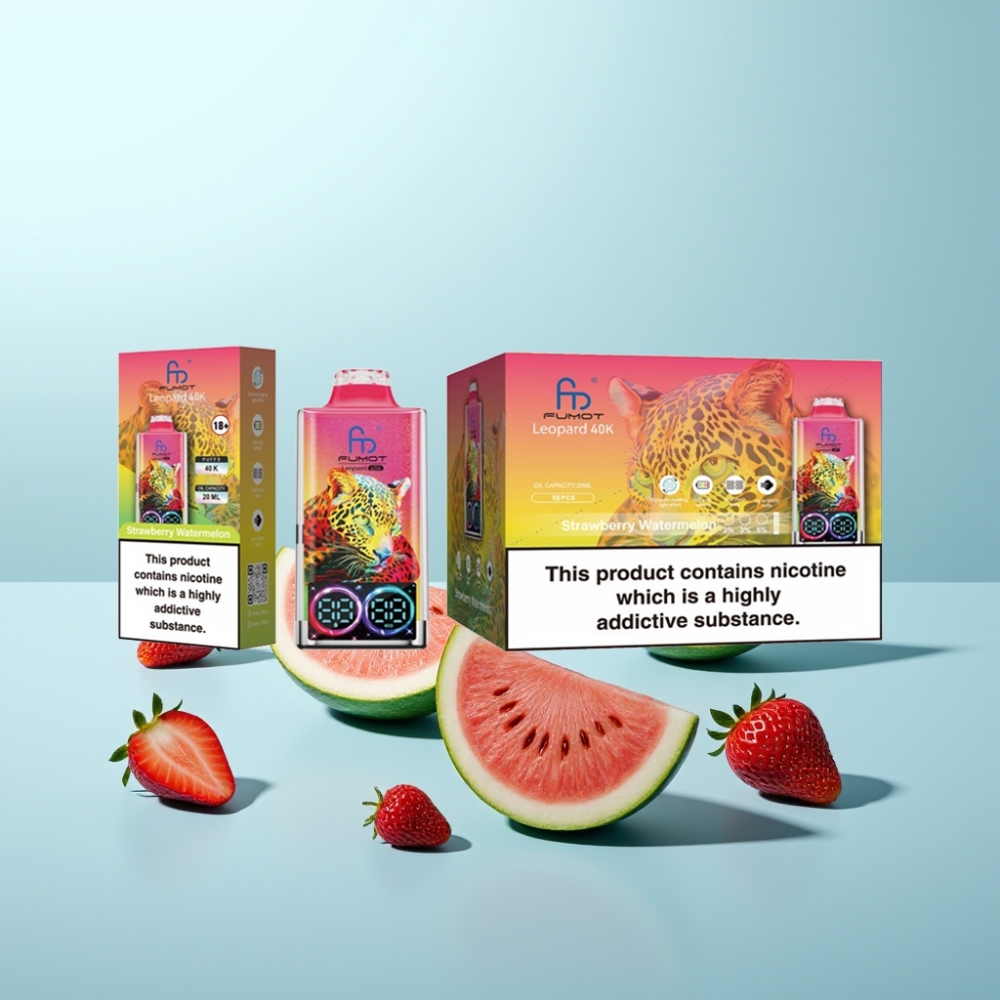 Fumot Leopard 40K Puffs Vape חד פעמי 700mAh Dual Mesh Type-C תות אבטיח