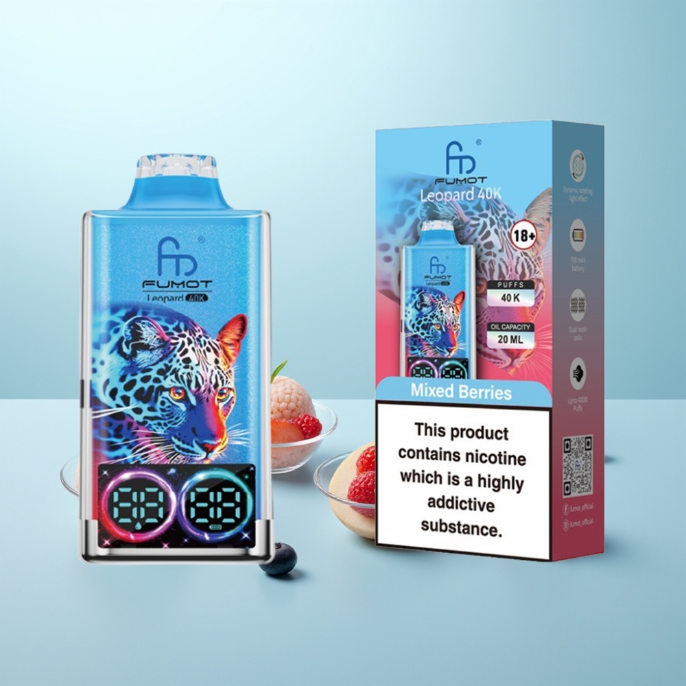 Fumot Leopard 40K Puffs Vape חד פעמי 700mAh Dual Mesh Type-C Mixed Berries