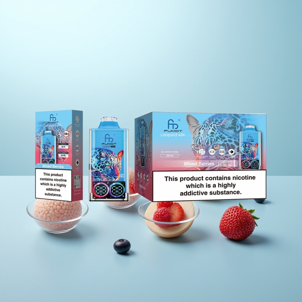 Fumot Leopard 40K Puffs Vape חד פעמי 700mAh Dual Mesh Type-C Mixed Berries
