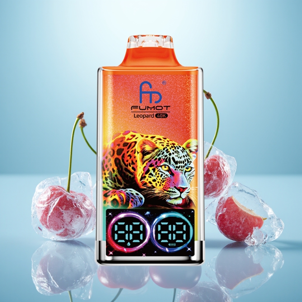 Fumot Leopard 40K Puffs Vape חד פעמי Cherry Ice 700mAh Dual Mesh Type-C Digital Display