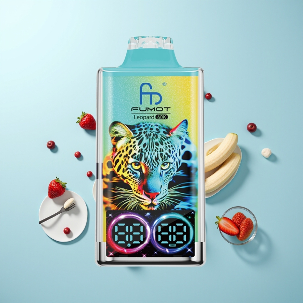 Fumot Leopard 40K Puffs Vape חד פעמי Strawberry Banana 5% נִיקוֹטִין Dual Mesh Type-C