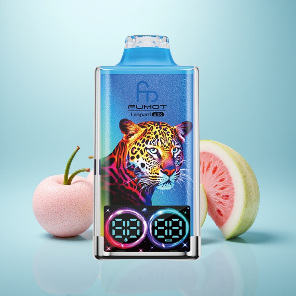 Fumot Leopard 40K Puffs Vape חד פעמי Watermelon Bubblegum 700mAh Dual Mesh Type-C 0%-5% נִיקוֹטִין