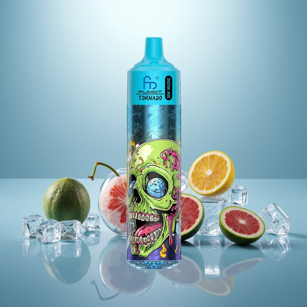 Fumot RandM Tornado 30000 Puffs 30mL 2%/5% 1.0 Ohm Mesh 600mAh LED קרח שחור