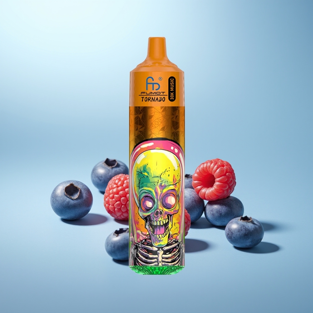 Fumot RandM Tornado 30000 Puffs 30mL 5% 1.0 Ohm 600mAh LED פטל אוכמניות
