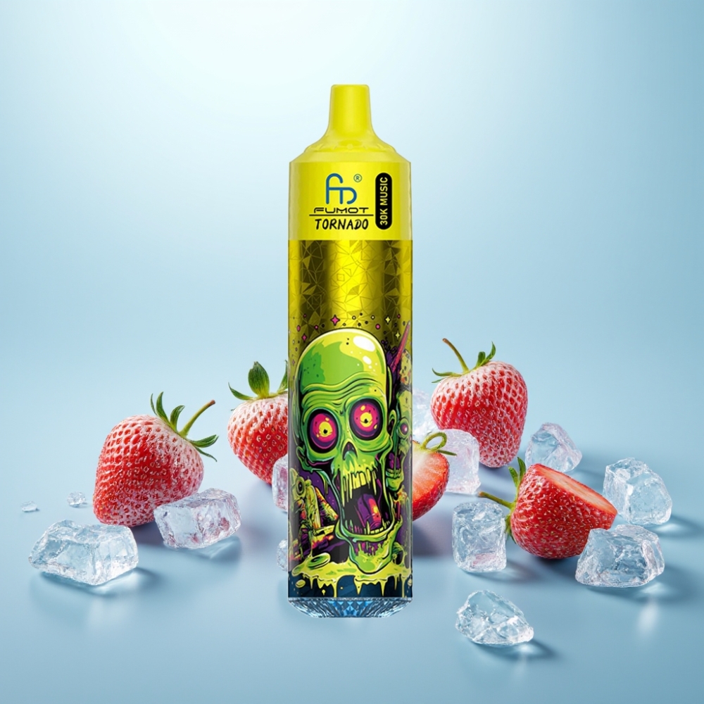 Fumot RandM Tornado 30000 Puffs 30mL 5% נִיקוֹטִין 1.0 Ohm Mesh Strawberry Ice