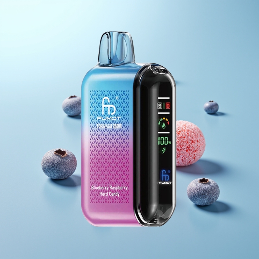 Fumot Tornado 20000 Puffs Dual Mesh 20ml נטענת Blueberry Raspberry Hard Candy