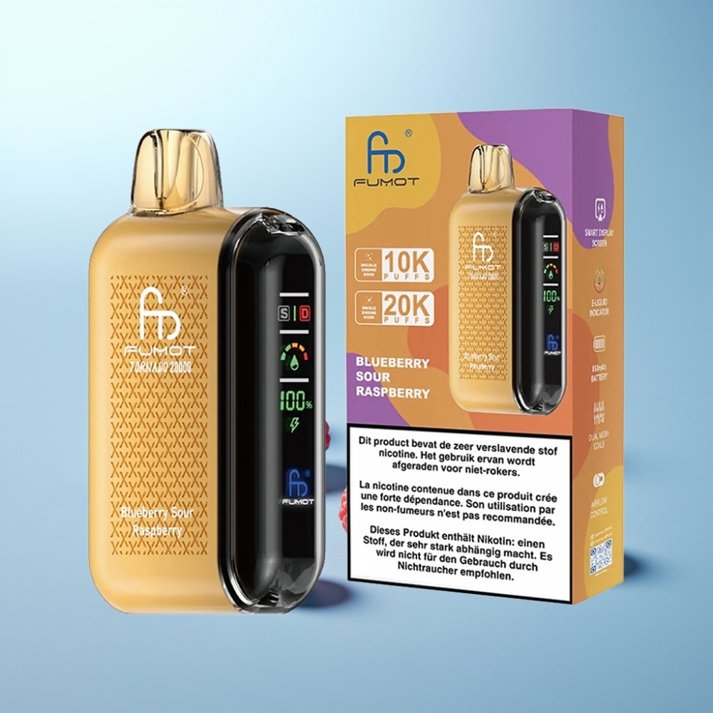 Fumot Tornado 20000 Puffs Dual Mesh 20ml Blueberry Sour Raspberry Vape חד פעמי