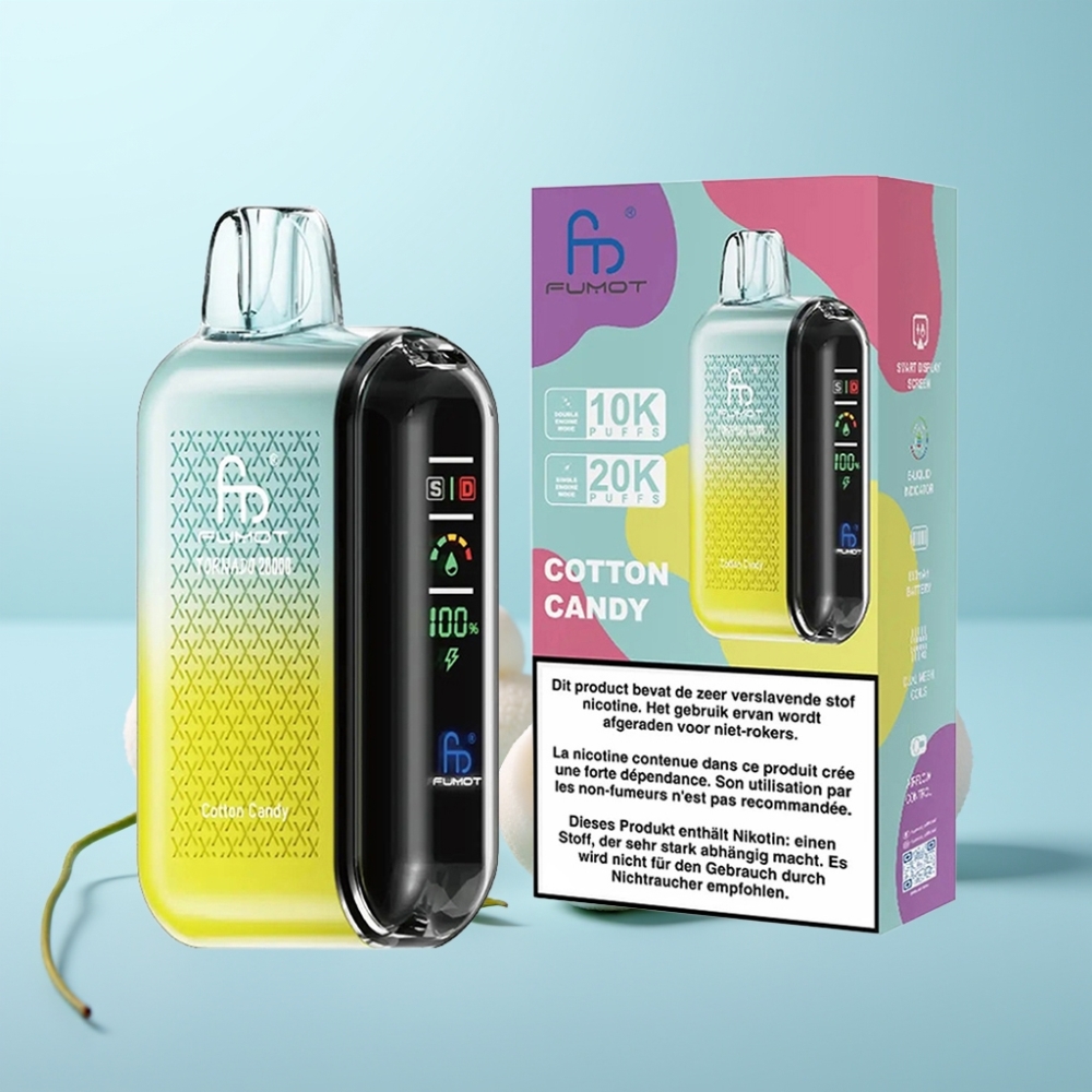 Fumot Tornado 20000 Puffs Dual Mesh 20ml E-liquid Cotton Candy Vape חד פעמי