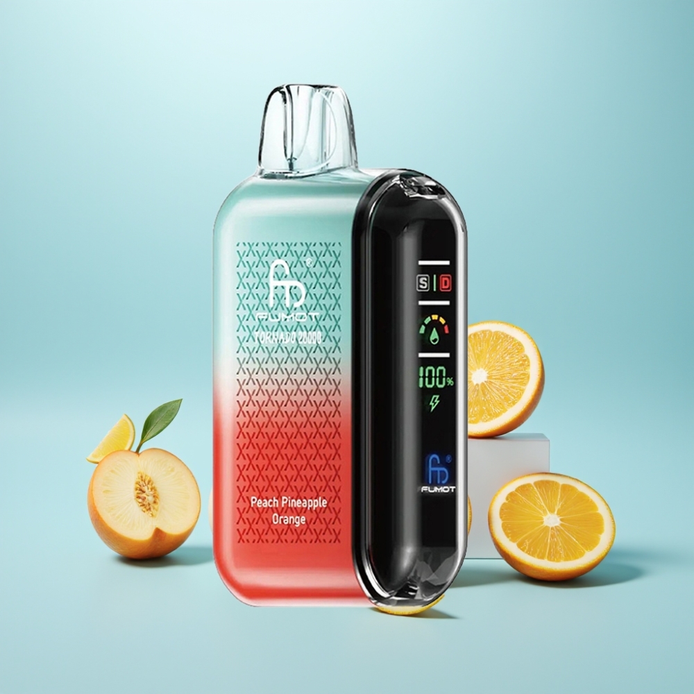 Fumot Tornado 20000 Puffs Dual Mesh 20ml Peach Pineapple Orange Vape חד פעמי