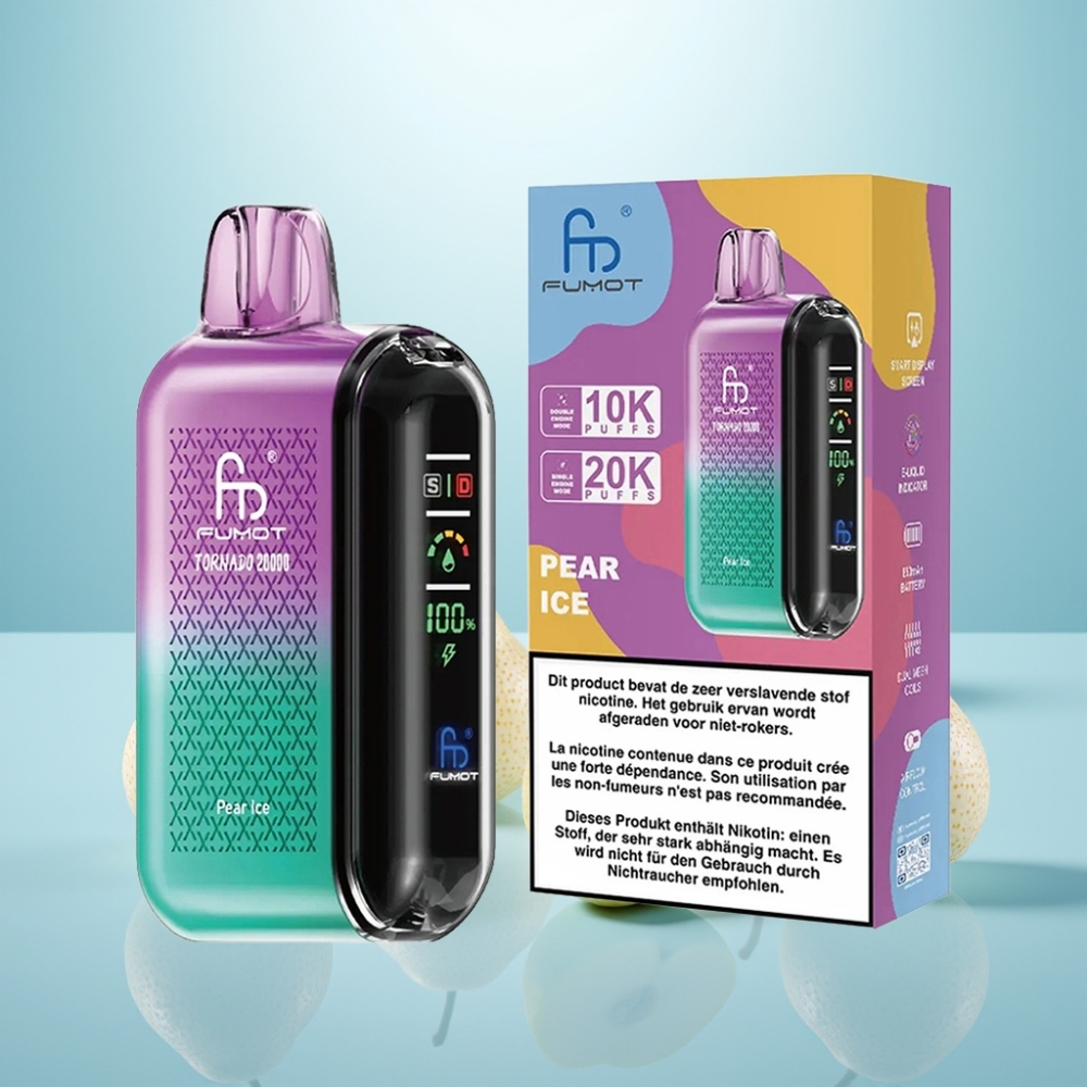 Fumot Tornado 20000 Puffs Dual Mesh 20ml Pear Ice Vape חד פעמי