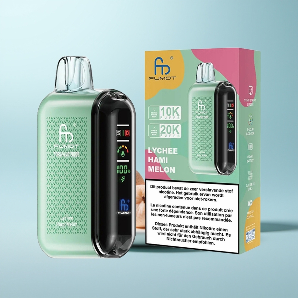 Fumot Tornado 20000 Puffs Dual Mesh Coil 20ml נטענת ליצ\'י מלון חמי