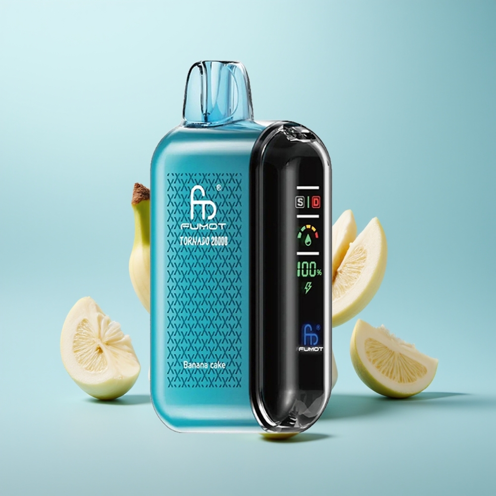 Fumot Tornado 20000 Puffs Dual Mesh Coil נטענת Banana Cake Vape חד פעמי