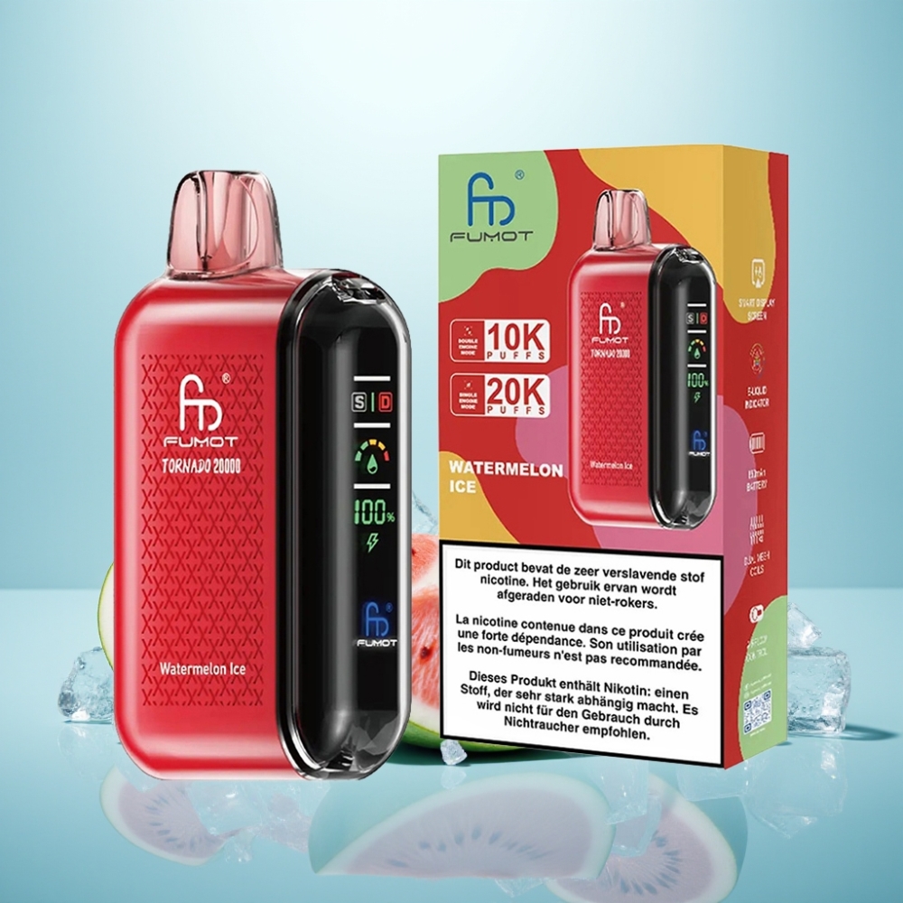 Fumot Tornado 20000 Puffs Dual Mesh Coil Smart Display אבטיח קר