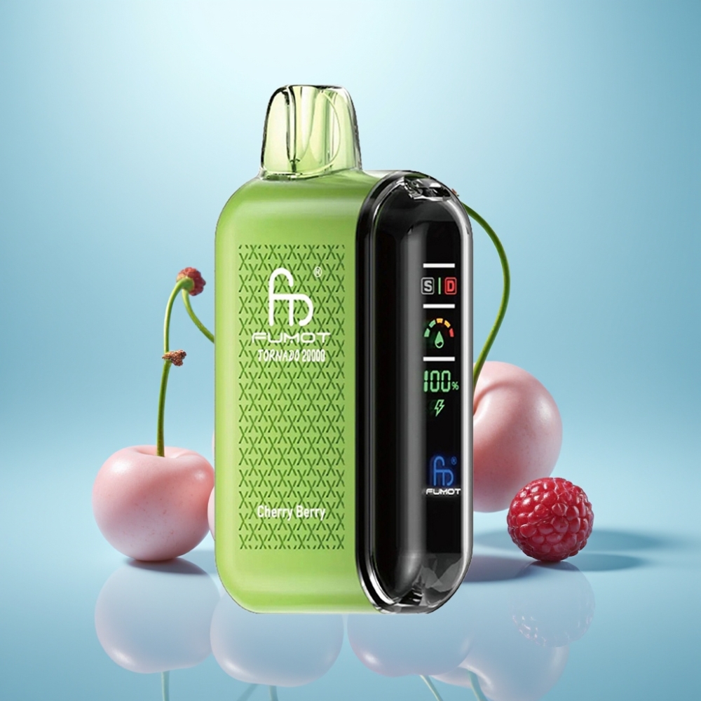 Fumot Tornado 20000 Puffs Dual Mesh Coil Smart Display Cherry Berry דובדבן יערה