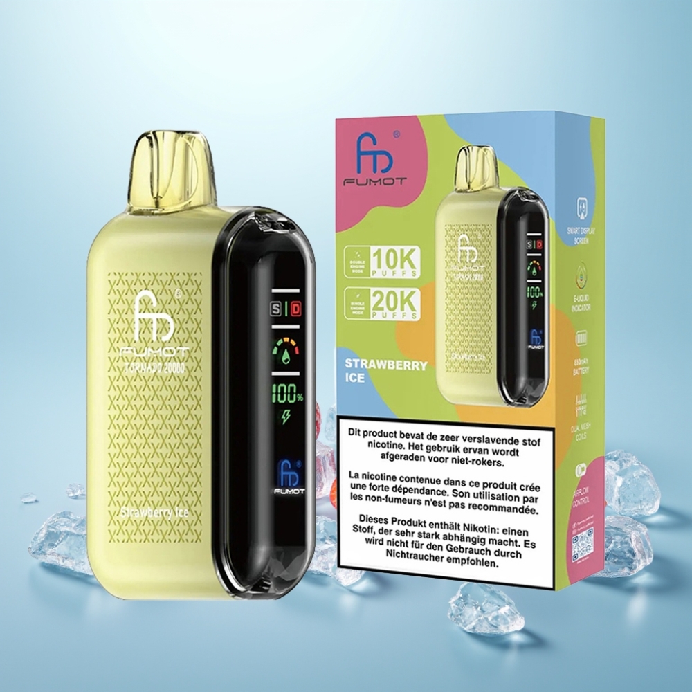 Fumot Tornado 20000 Puffs Dual Mesh Coil Smart Display Tut Ananiv Ice