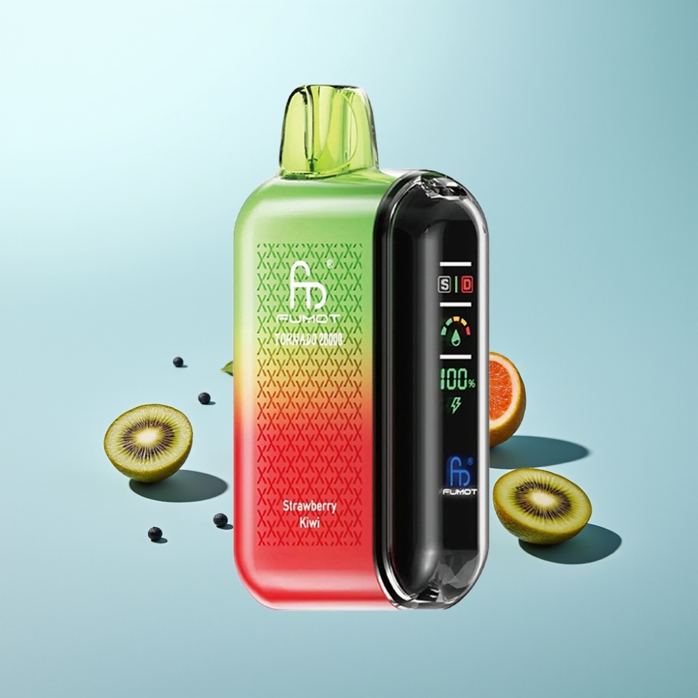 Fumot Tornado 20000 Puffs Dual Mesh Coil Strawberry Kiwi Vape חד פעמי