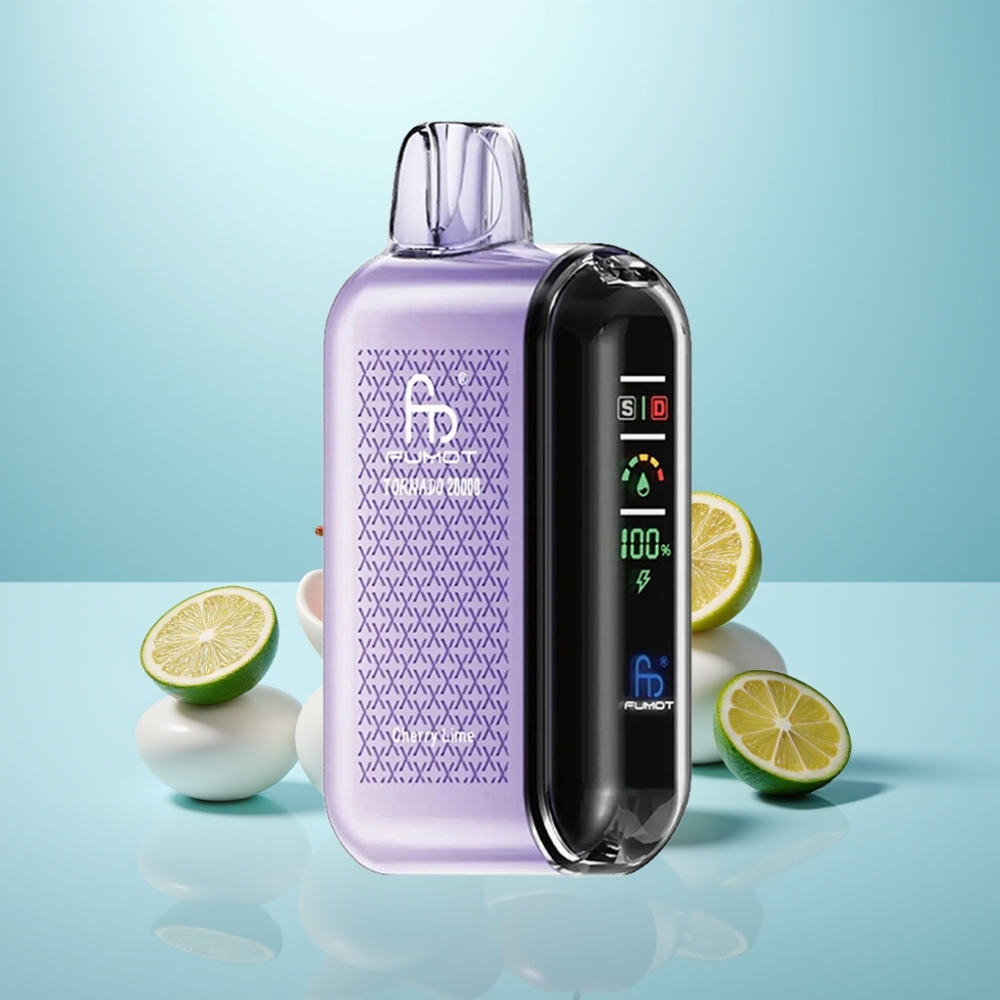 Fumot Tornado 20000 Puffs Dual Mesh Smart Display Cherry Lime דובדבן ליים