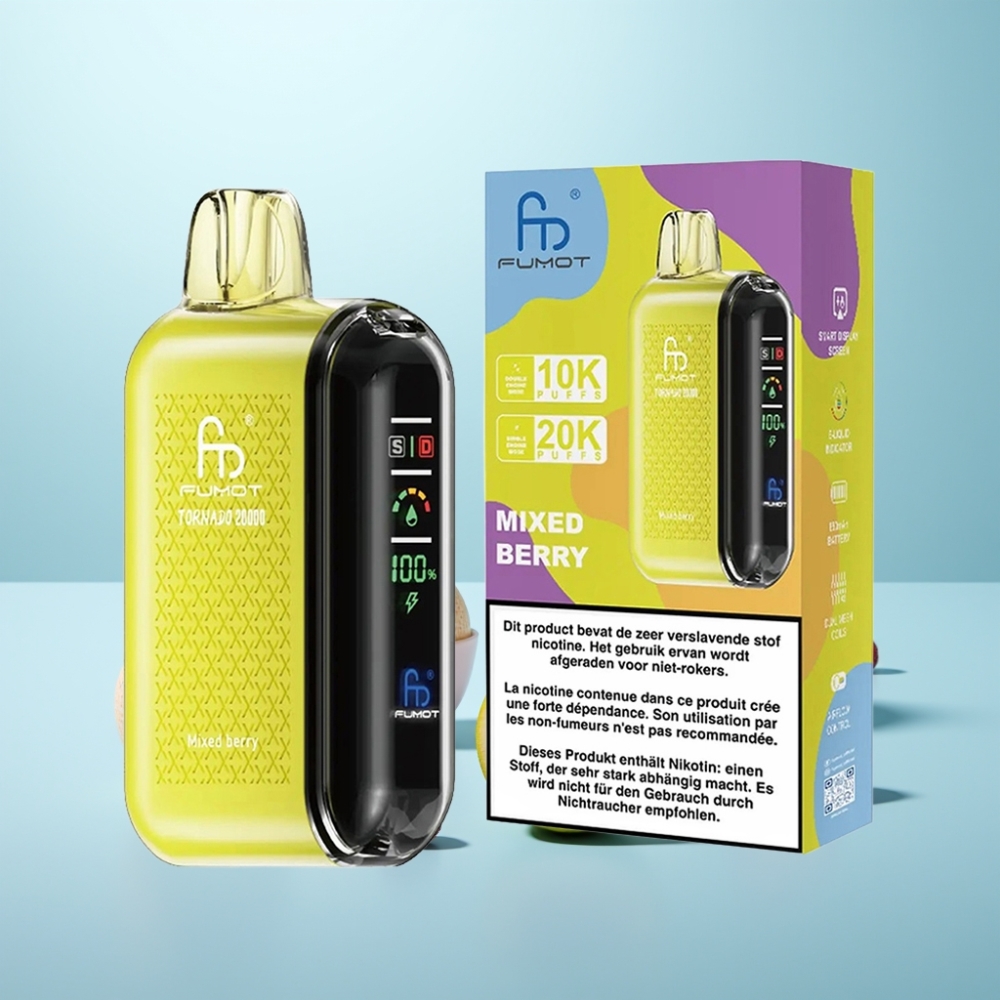 Fumot Tornado 20000 Puffs Vape חד פעמי 20ml Dual Mesh Mixed Berry