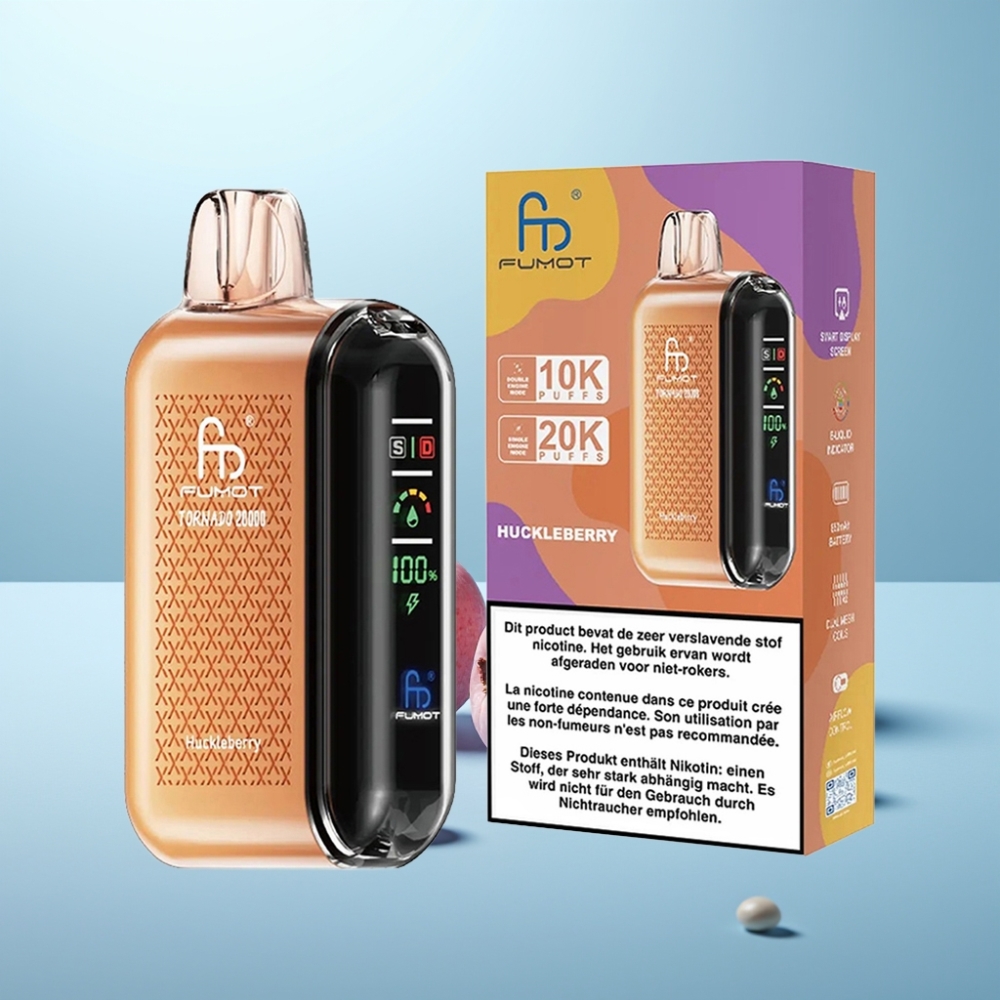 Fumot Tornado 20000 Puffs Vape חד פעמי פטל שחור Dual Mesh 20ml 850mAh