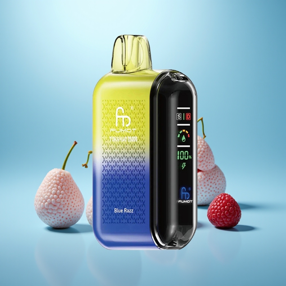 Fumot Tornado 20000 Puffs Vape חד פעמי Dual Mesh Blue Razz 20ml 850mAh