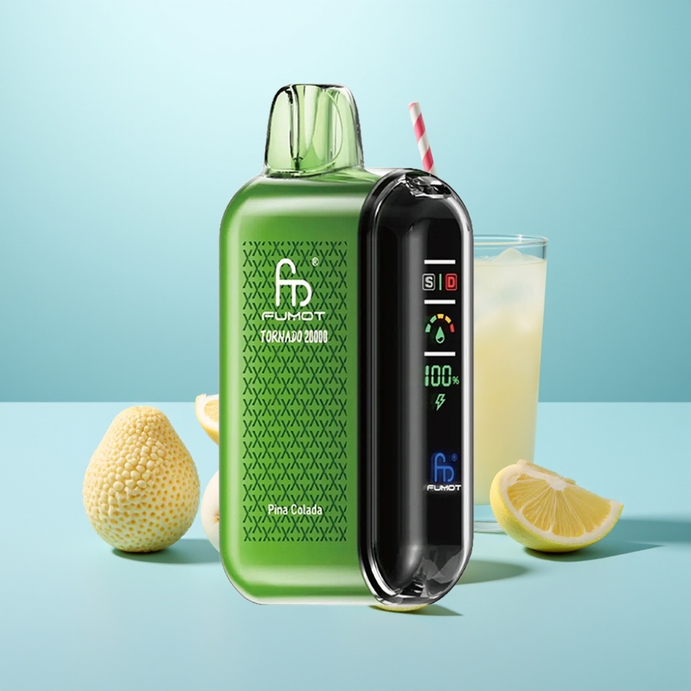 Fumot Tornado 20000 Puffs Vape חד פעמי אננס קוקוס Dual Mesh Coil 20ml 850mAh Smart Display