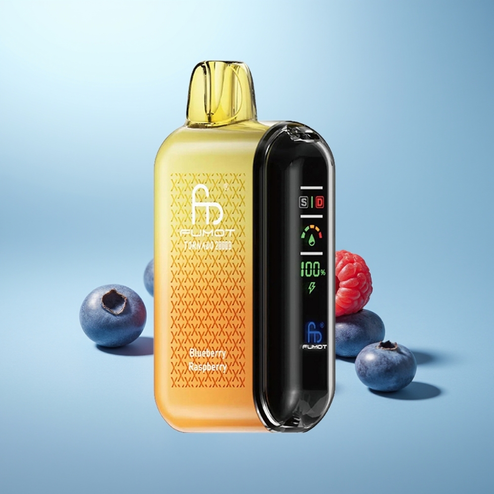 Fumot Tornado 20000 Puffs Vape חד פעמי Dual Mesh Coil 20ml Blueberry Raspberry