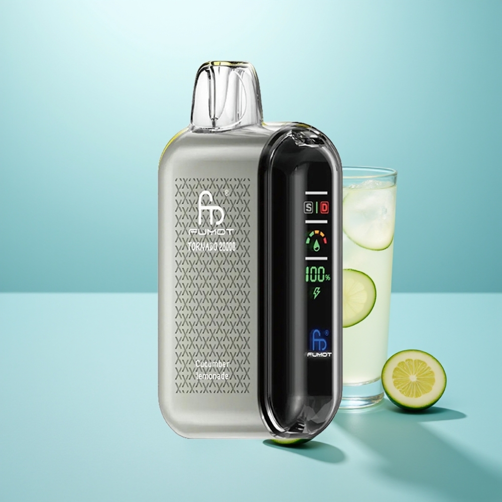 Fumot Tornado 20000 Puffs Vape חד פעמי מלפפון לימונדה Dual Mesh Coil 850mAh