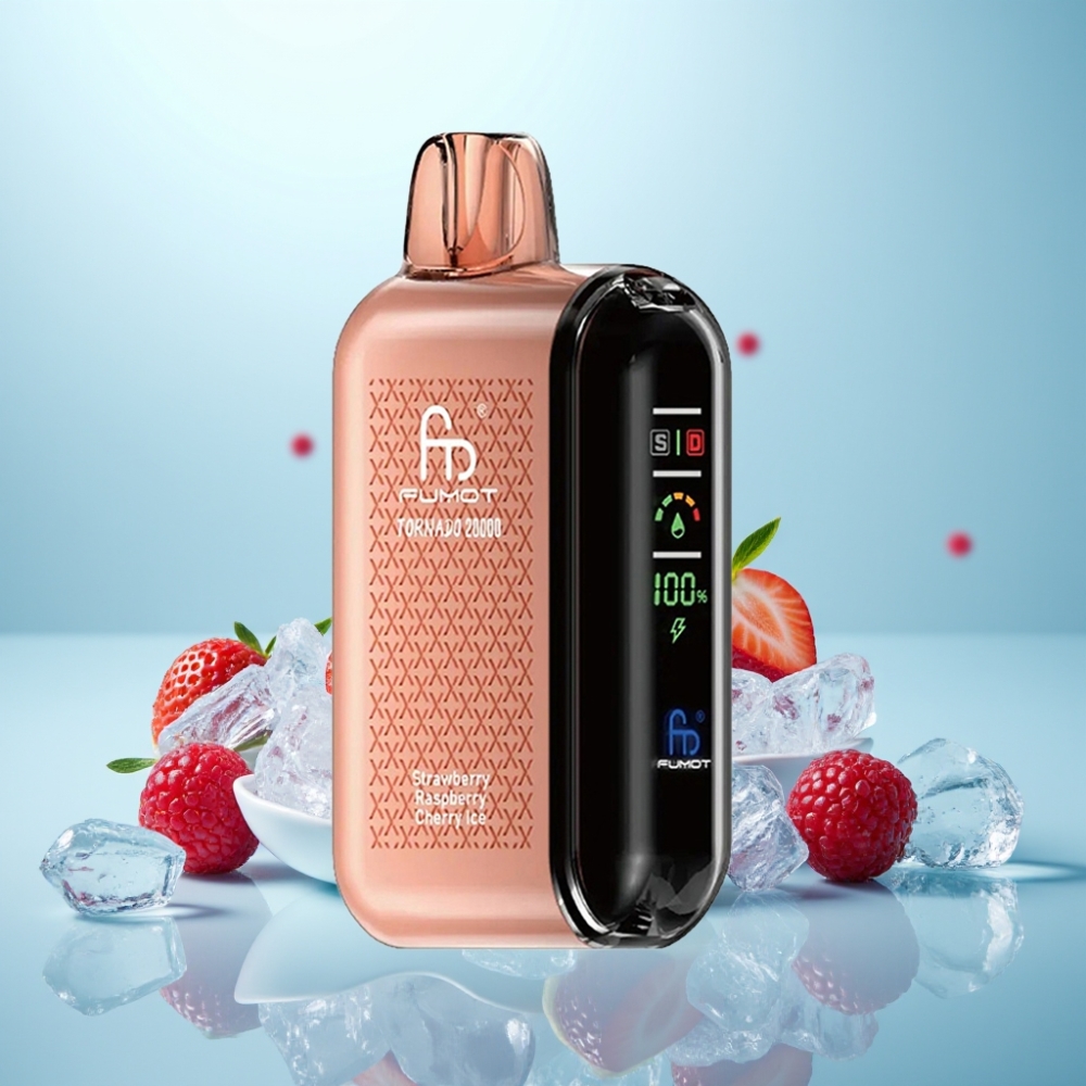 Fumot Tornado 20000 Puffs Vape חד פעמי Strawberry Raspberry Cherry Ice Dual Mesh Coil 20ml 850mAh