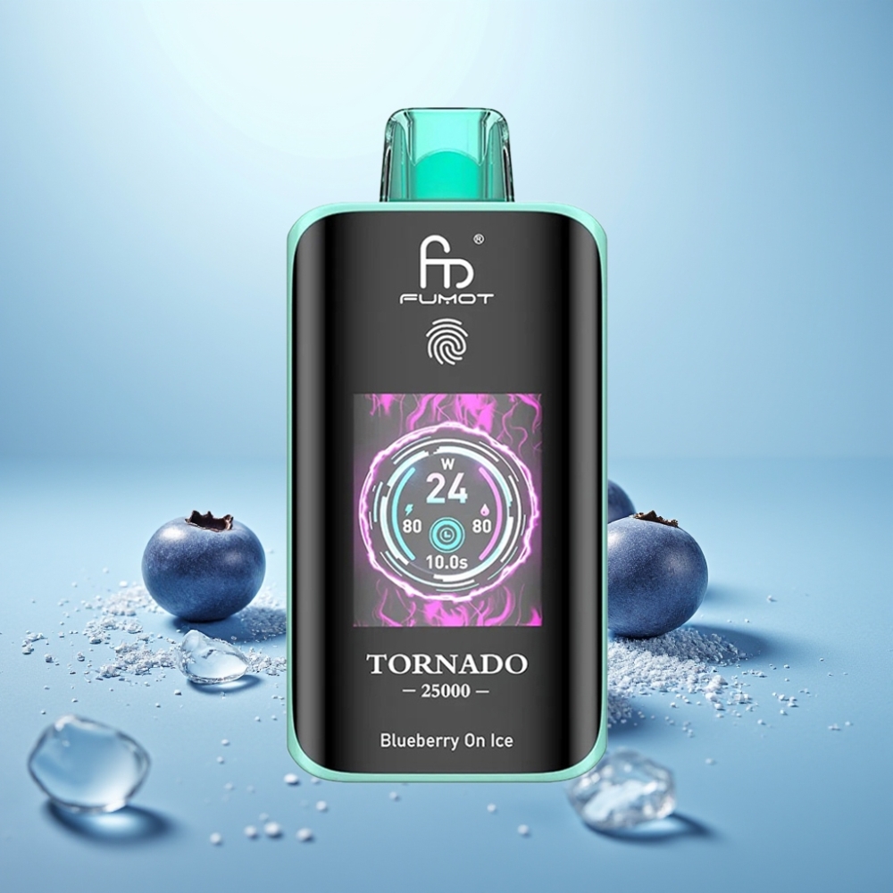 Fumot Tornado 25000 Puffs HD Screen נטענת 20ml Blueberry On Ice