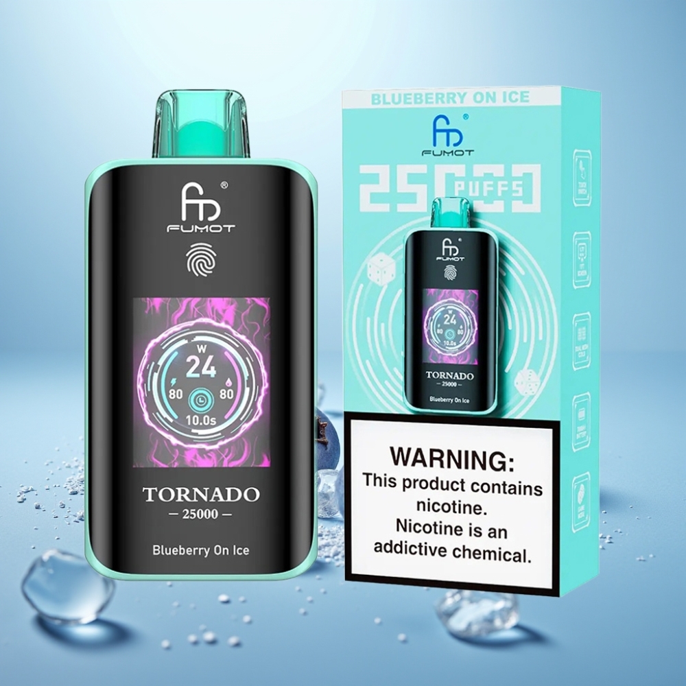 Fumot Tornado 25000 Puffs HD Screen נטענת 20ml Blueberry On Ice