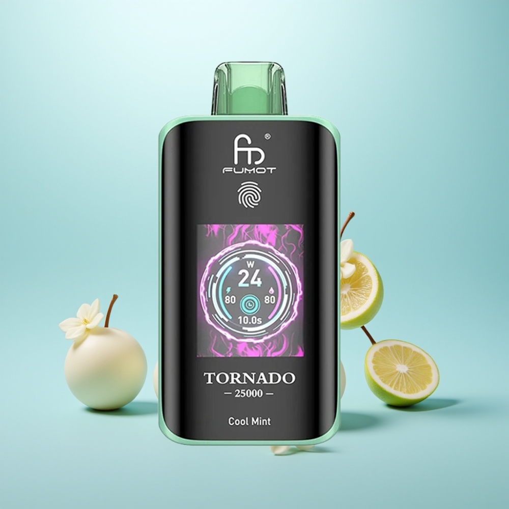Fumot Tornado 25000 Puffs HD Screen 700mAh נטענת 20ml E-liquid נענע קריר